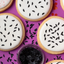 Cookies with bat decorations on a purple background