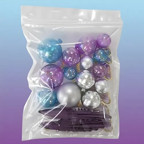 Purple silver and blue balls with butterflies and fan decoration set