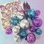 Purple silver and blue balls with butterflies and fan decoration set