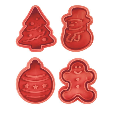 Christmas set 4 cookie plunger cutters