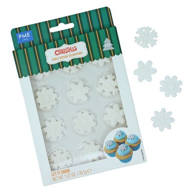 Christmas sugar icing decorations 12 pack Let it Snow Snowflakes