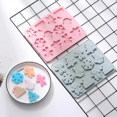 Christmas 12 cavity silicone mould suitable for chocolate or cookie dough