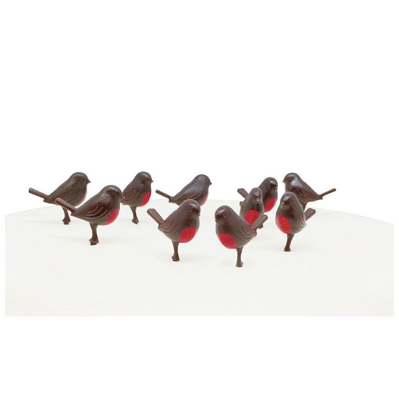 Christmas Robin birds cake topper set of 10