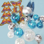 Clear silver and blue balls with butterflies and fan decoration set