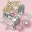 Clear silver and pink balls with butterflies and fan decoration set