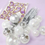 Clear silver and white balls with butterflies and fan decoration set