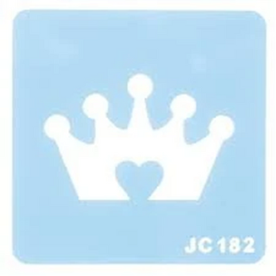 Stencil in the shape of a crown, with a heart motif at base