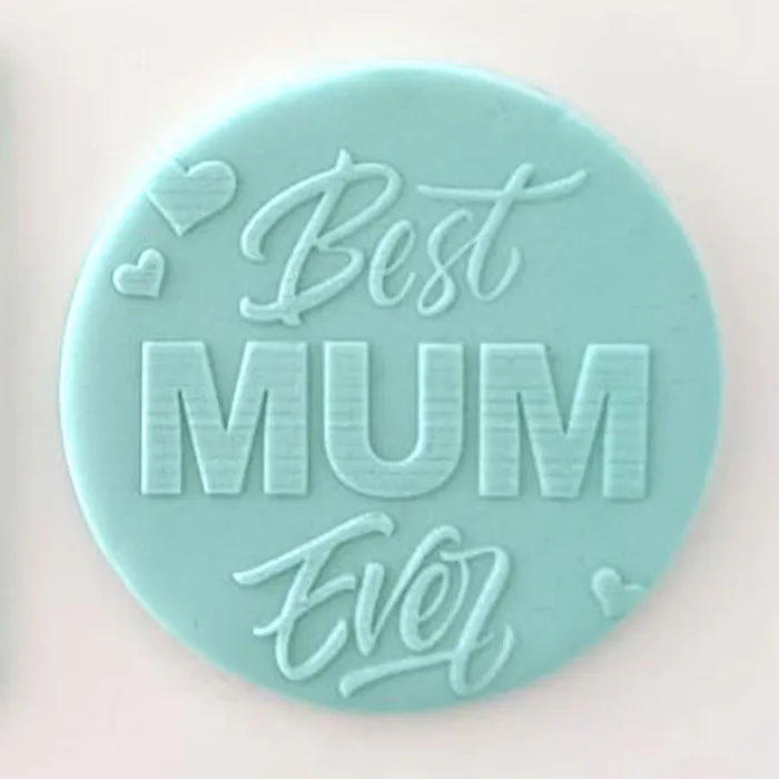 Teal icing embossed with Best mum ever.