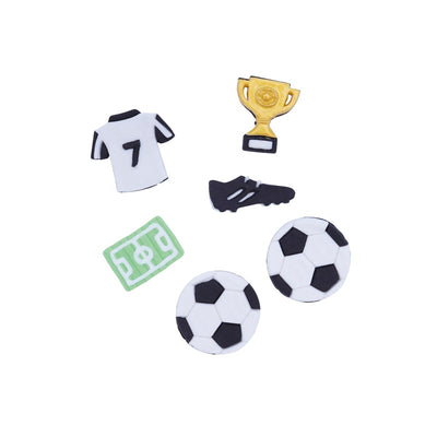Edible cupcake toppers pack of 6 gumpaste icing decorations Soccer Football