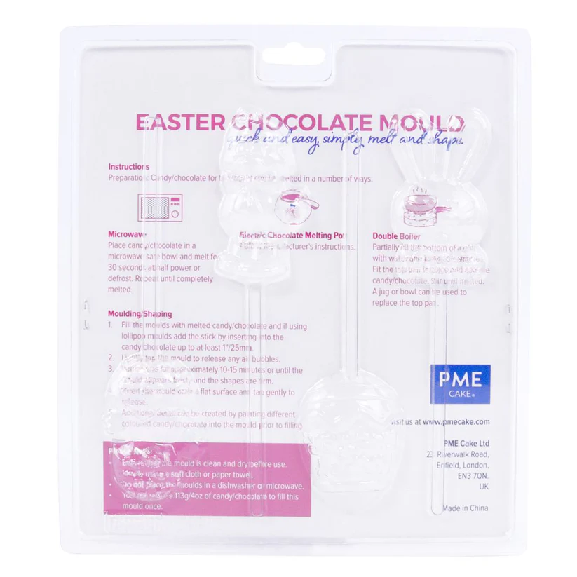 PME Easter chocolate mould packaging with instructions and branding.