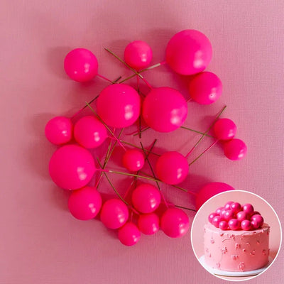 Electric Pink foam ball deco toppers 20 pieces