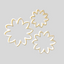 Three flower-shaped  cutters in different sizes, made of white ceramic with a glossy finish, arranged on a solid light gray background.