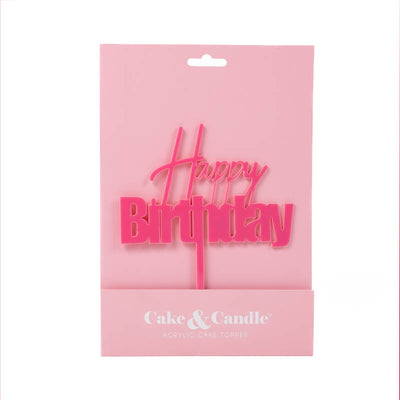 Fun Font CAKE TOPPER HAPPY BIRTHDAY Pink