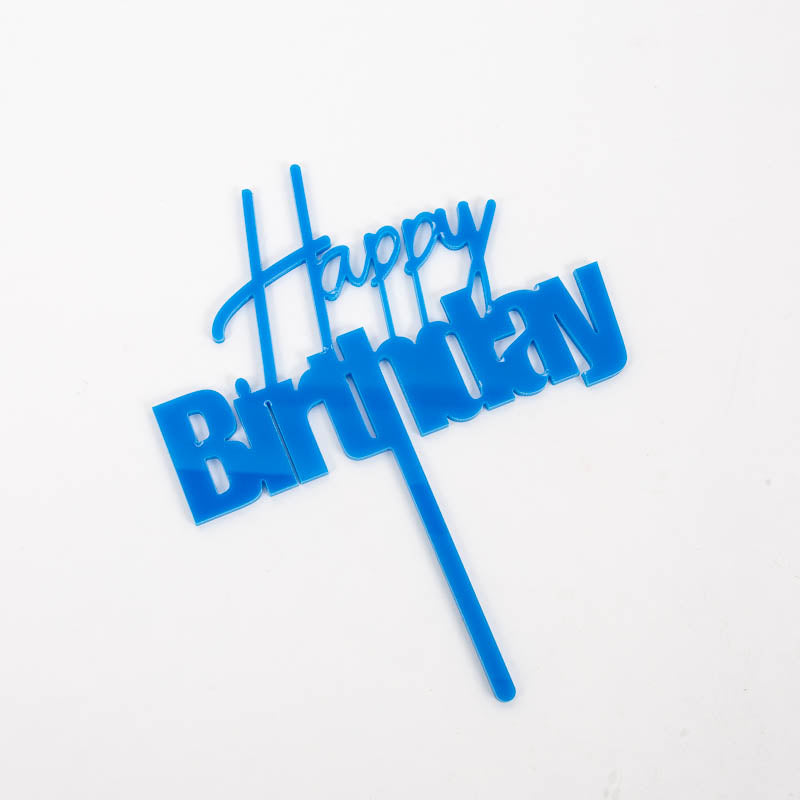 Fun Font CAKE TOPPER HAPPY BIRTHDAY Blue