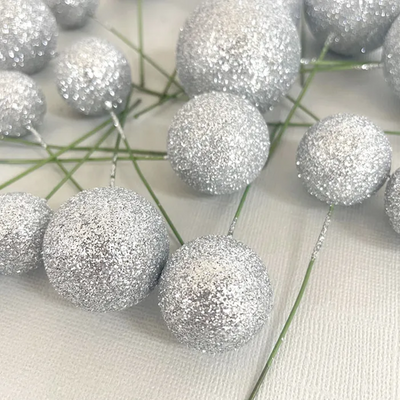 Glitter Silver foam ball deco toppers