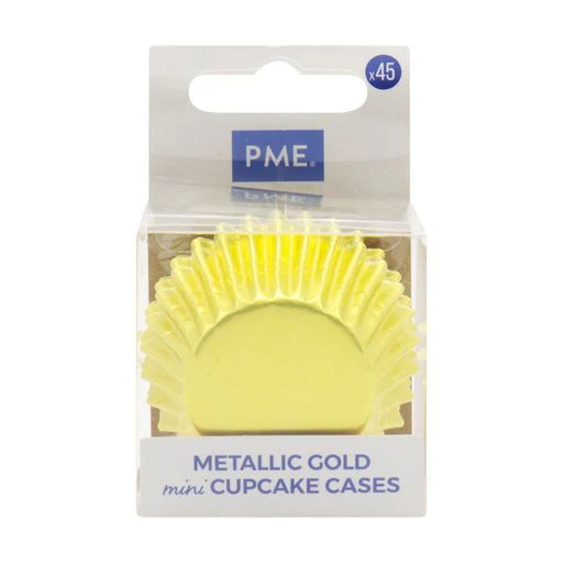 Foil baking cups gold mini cupcake papers 45 pack