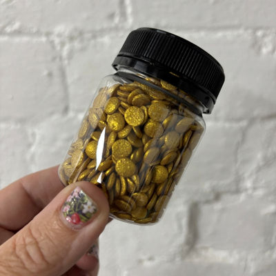 Gold metallic confetti sprinkles sprinkles 100ml jar by Kiwicakes