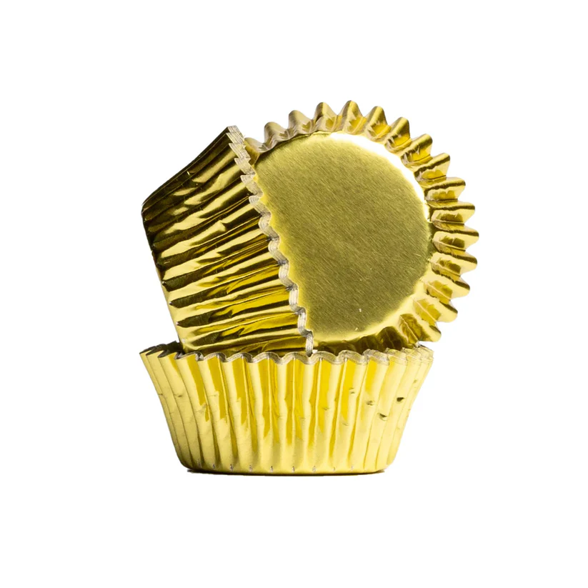 Foil baking cups gold mini cupcake papers 45 pack