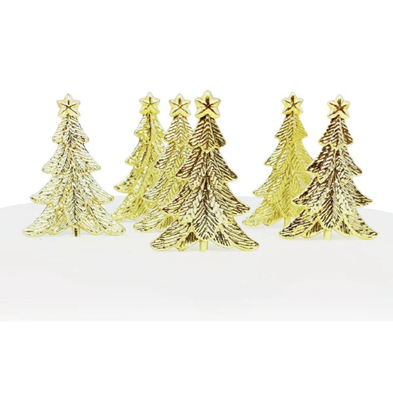 Christmas cake Frill and topper set Santa Holly and tree Red & gold