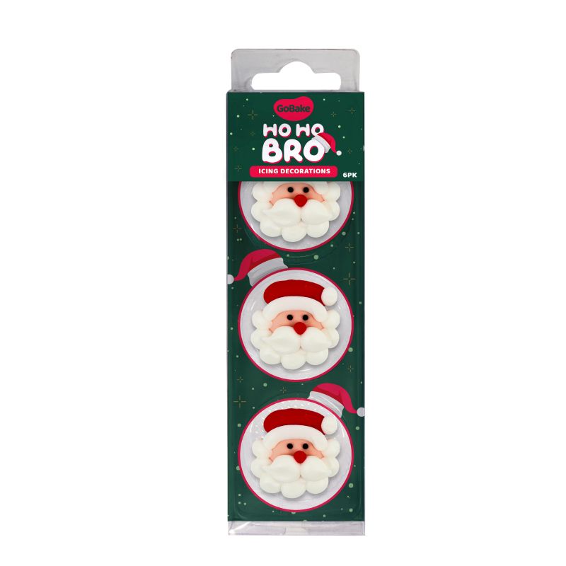 Santa Faces Christmas theme icing decorations Pack of 6