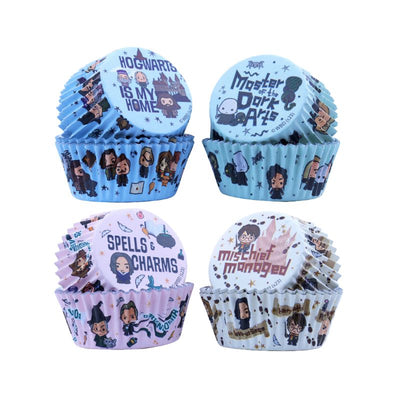 Set of Harry Potter-themed cupcake liners on a white background