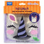 Halloween-themed edible witch unicorn cake decorations in packaging with PME Cake-a-Face branding.