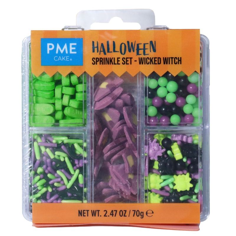 ASSORTED Halloween Witches hat spiders fingers & sprinkles TACKLE BOX 70 grams