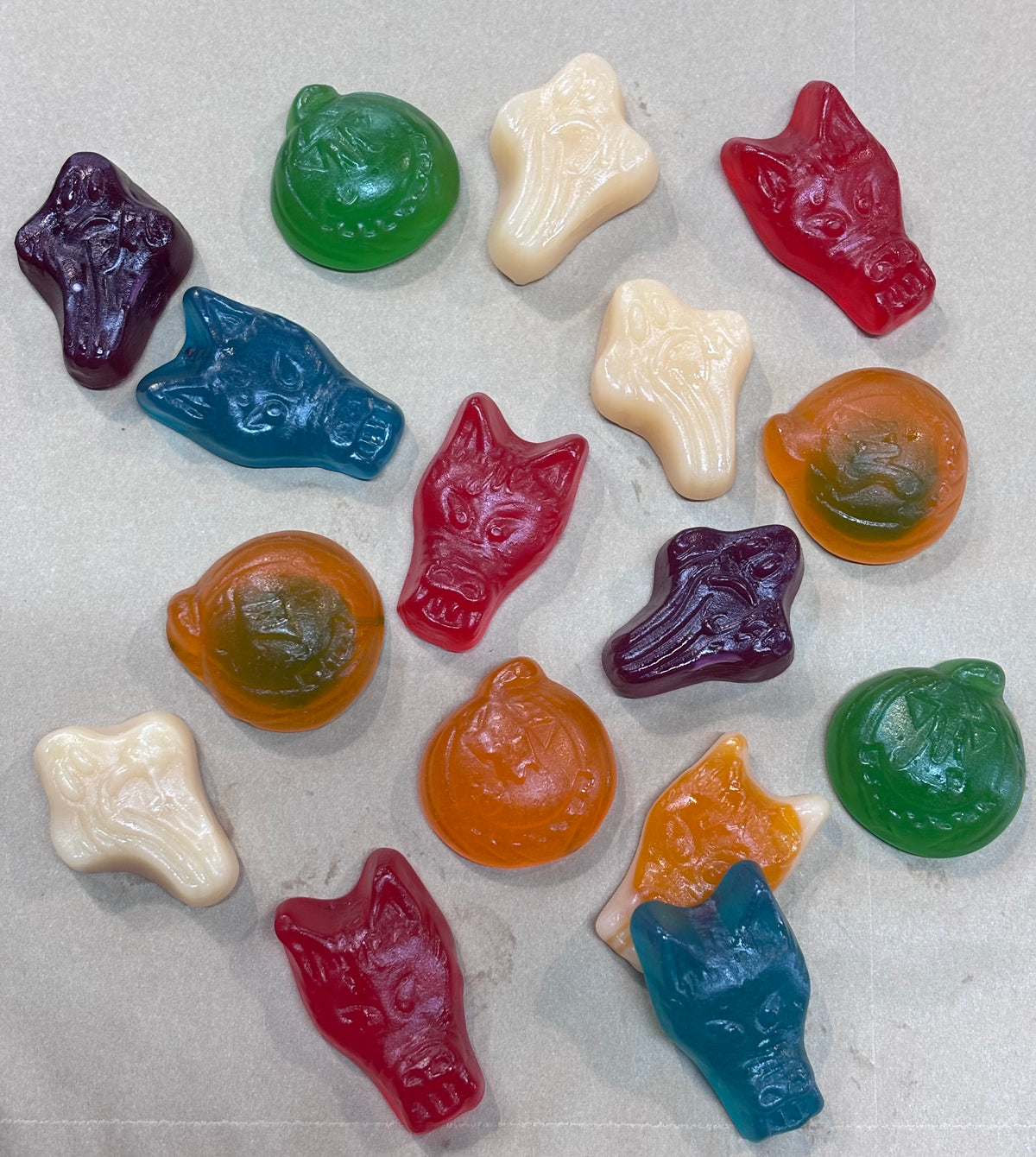 Halloween multi colour gummy lollies by Mayceys