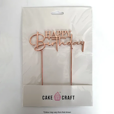 Rose Gold METAL CAKE TOPPER HAPPY BIRTHDAY style No2