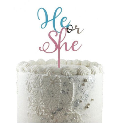 Gender Reveal Baby Shower acrylic topper He or She?