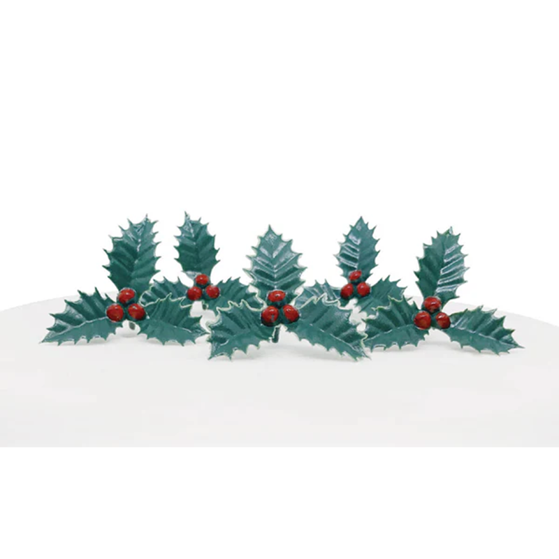 Christmas cake Frill and topper set Santa Holly and tree Red & gold