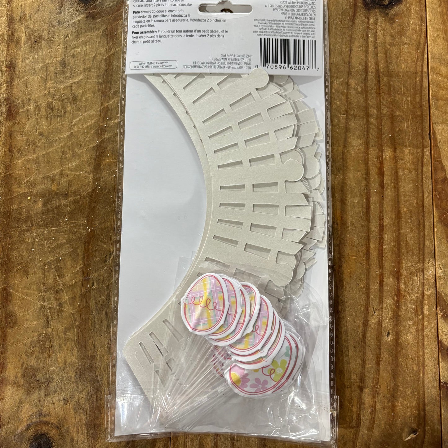 Picket Fence cupcake wrappers with Easter Egg picks