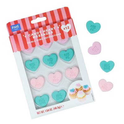 Edible Sugar Decorations Conversation hearts 12pk