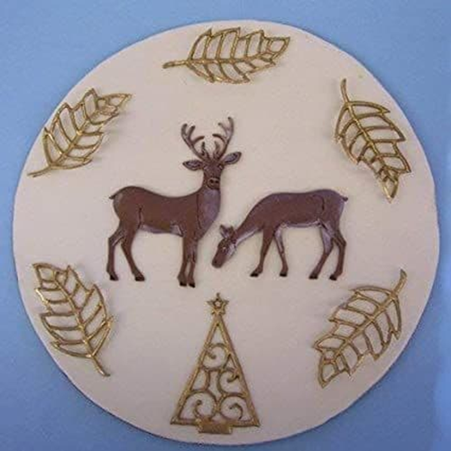 Reindeer Christmas tree and leaves icing cutter set by Jem