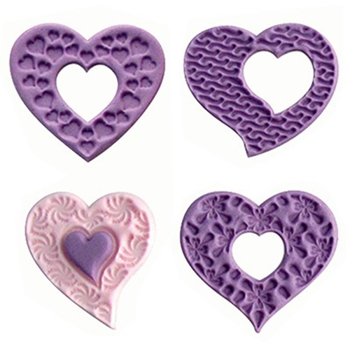 4 fondant icing decorative hearts