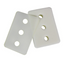 Two white rectangular foam pads pads with rounded corners and three circular holes, shown overlapping on a plain white background.
