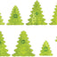 Eight translucent lime green Christmas tree-shaped icing cutters arranged on a plain white background, varying in size.