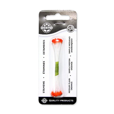 Packaged product with orange stamens on a white background