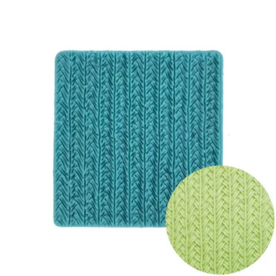 Kinitting Knitted Weave silicone impression mat mould with icing example of pattern