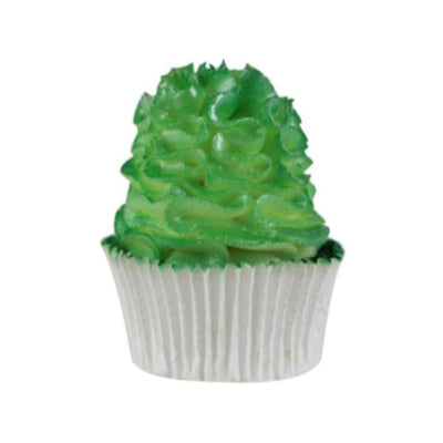 Example of a cupcake with decorative sprayed green frosting