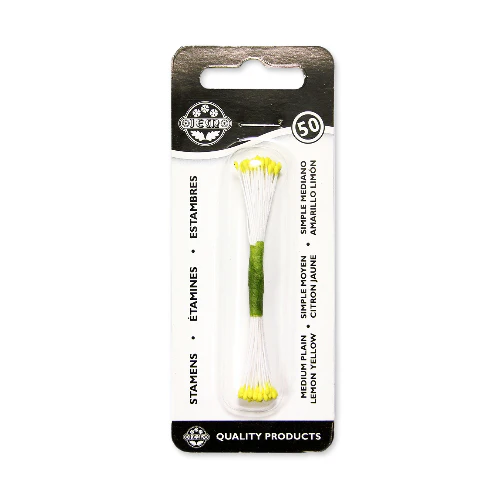 Packaged lemon yellow stamens with Jem brand logo on a white background