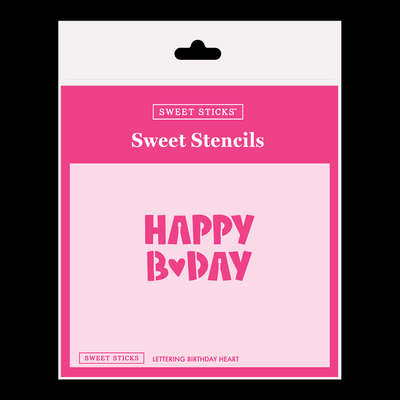 Lettering Happy Birthday Heart Stencil by Sweet Sticks