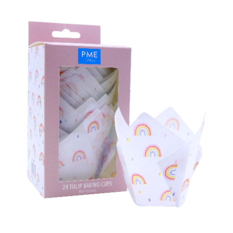 Rainbows Muffin cups or cupcake papers - Cafe Style Tulip handkerchief shape