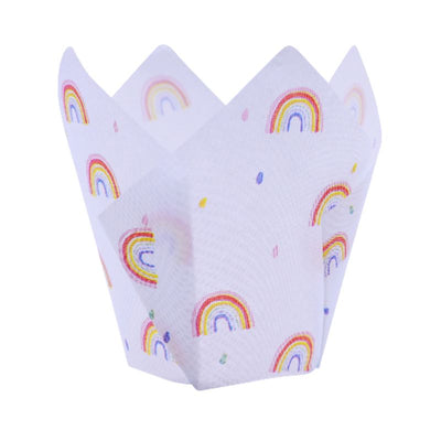 Rainbows Muffin cups or cupcake papers - Cafe Style Tulip handkerchief shape