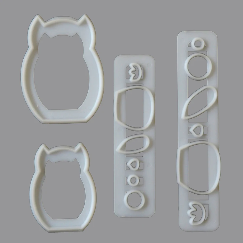 set 4 plastic cutters to cut owl bodies, beaks and feet by FMM