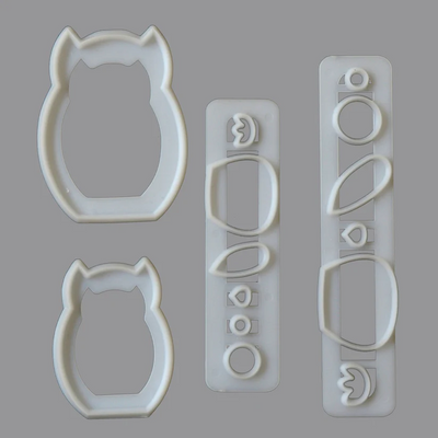 set 4 plastic cutters to cut owl bodies, beaks and feet by FMM