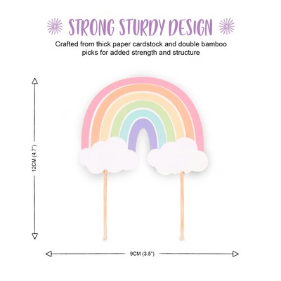 Pastel Rainbow & clouds cake topper