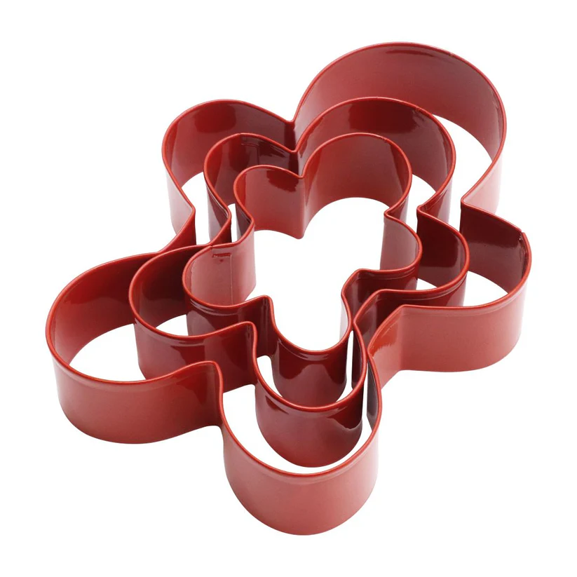 Nesting set of 3 gingerbread men cookie cutters RED METAL