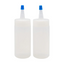 Two translucent white squeeze bottles with blue nozzles, shown side by side on a plain white background.