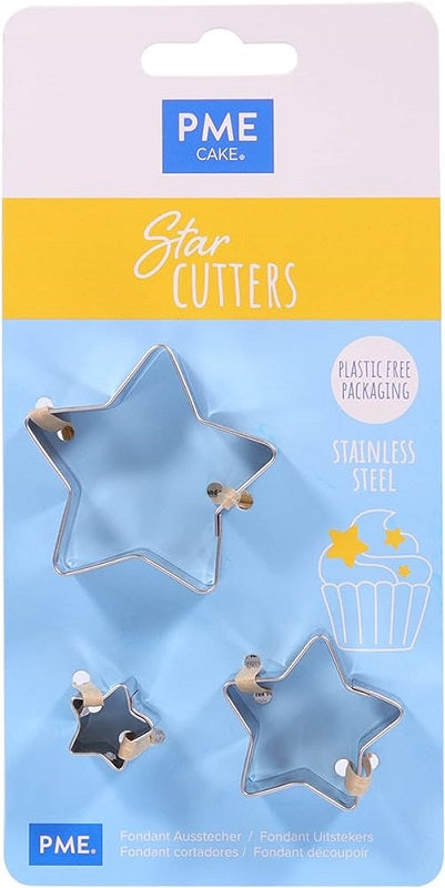 Stainless steel set of 3 mini cutters STARS